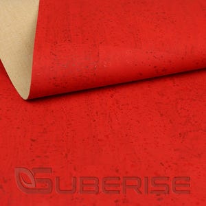 SUBERISE Cork Leather Red candy 50x70 cm - an eco-friendly cork fabric from Portugal, perfect for sewing handbags and DIY handcrafts