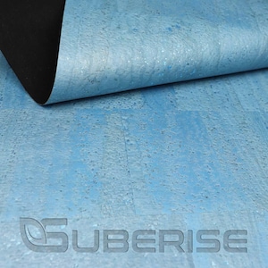SUBERISE Cork Leather Pearl blue 50x140 cm - an eco-friendly cork fabric from Portugal, perfect for sewing handbags and DIY handcrafts