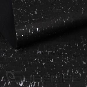 SUBERISE Cork Leather Natural black with silver 50x70 cm - eco-friendly cork fabric from Portugal, perfect for sewing bags and handcrafts
