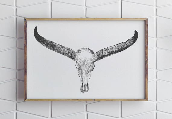 Printable Longhorn Art Longhorn Print Contemporary Art | Etsy