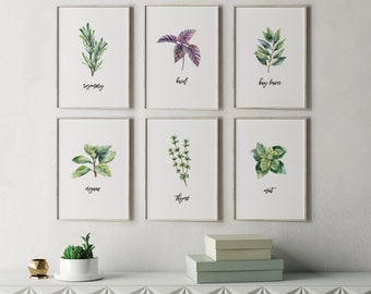 Printable Herb Prints, Kitchen Decor, Botanical Print Set, Unique Botanical Prints, Home Decor, Wall Decor, Dining Room Decor, Garden Decor