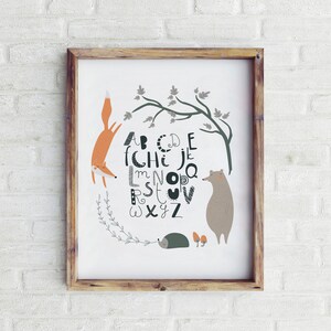 Woodland Nursery Decor, Printable Woodland Nursery Wall Art, Woodland Nursery Art, Nursery Wall Art, Baby Boy Nursery, Alphabet Poster
