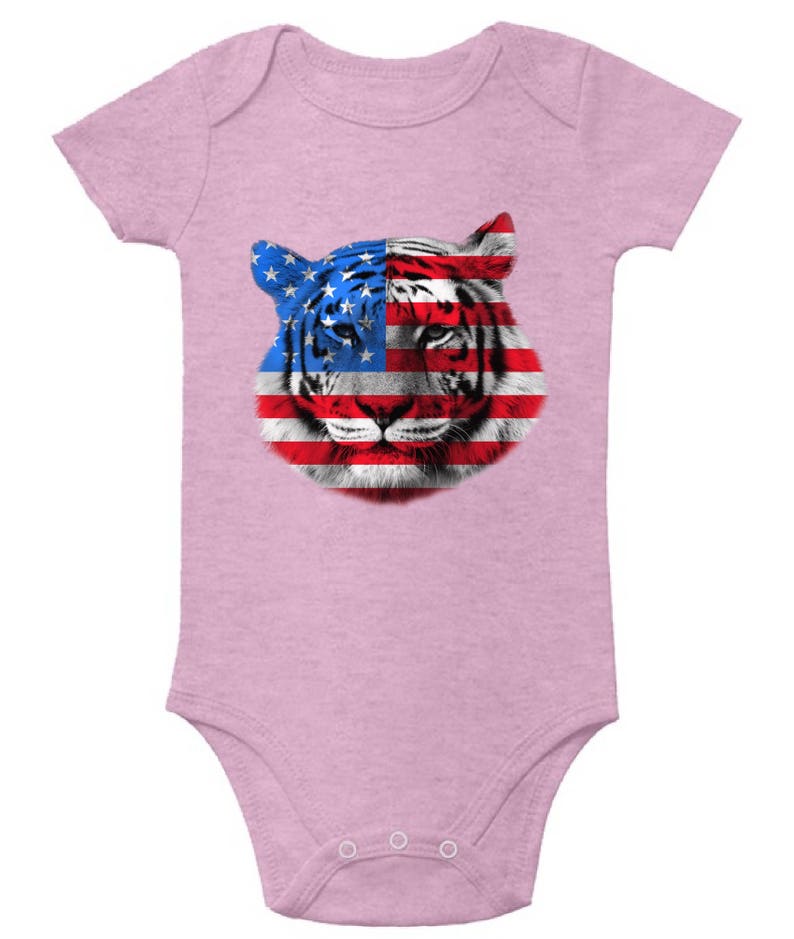 USA Flag Tiger Bodysuits Baby Short Sleeve One Piece Tops Independence Day Gift 4th of July Tiger Patriotic