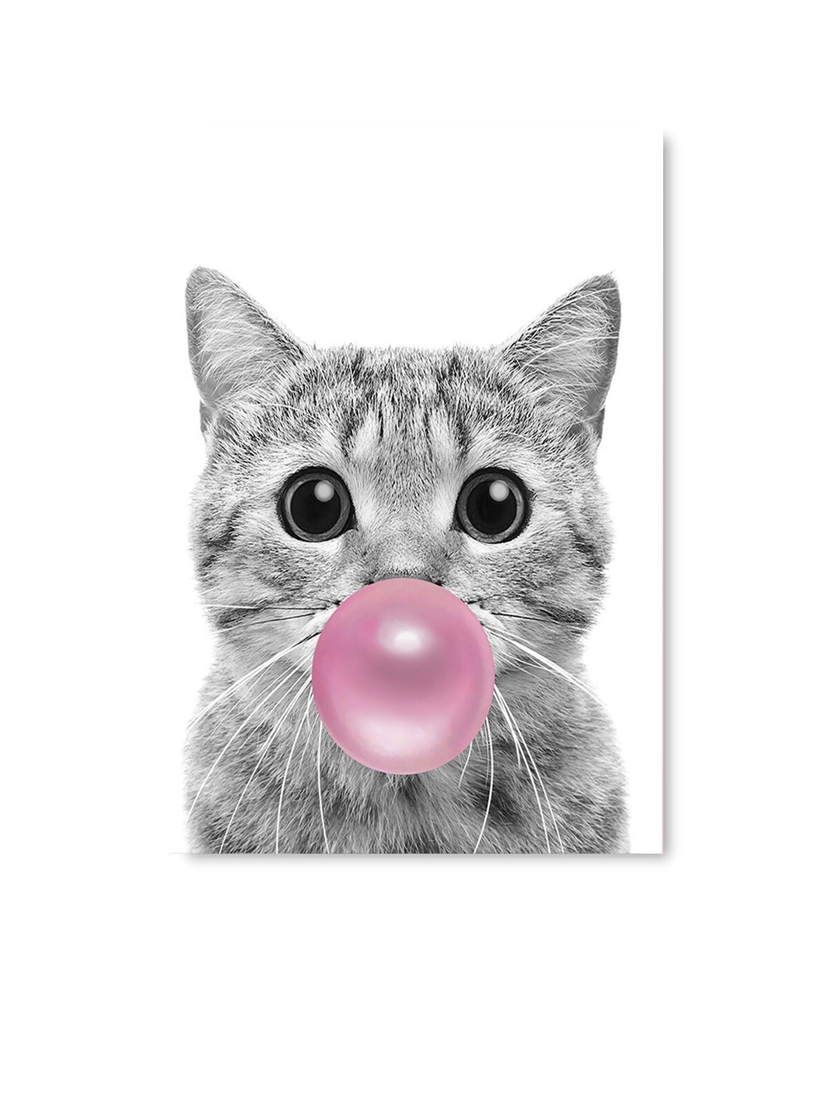Cat Chewing Bubble Gum Digital Art. Cat Lovers Gifts. Little Etsy