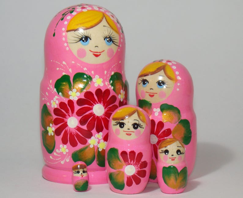 Declaration of Love I Love You Matryoshka Russian Nesting Dolls Babushka 4 Pcs