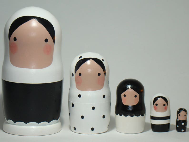 black and white nesting dolls