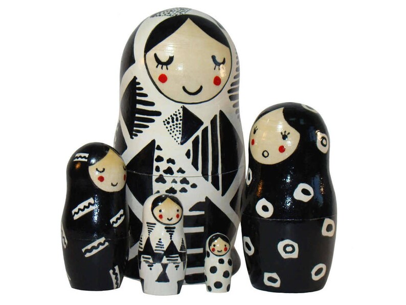 black and white nesting dolls