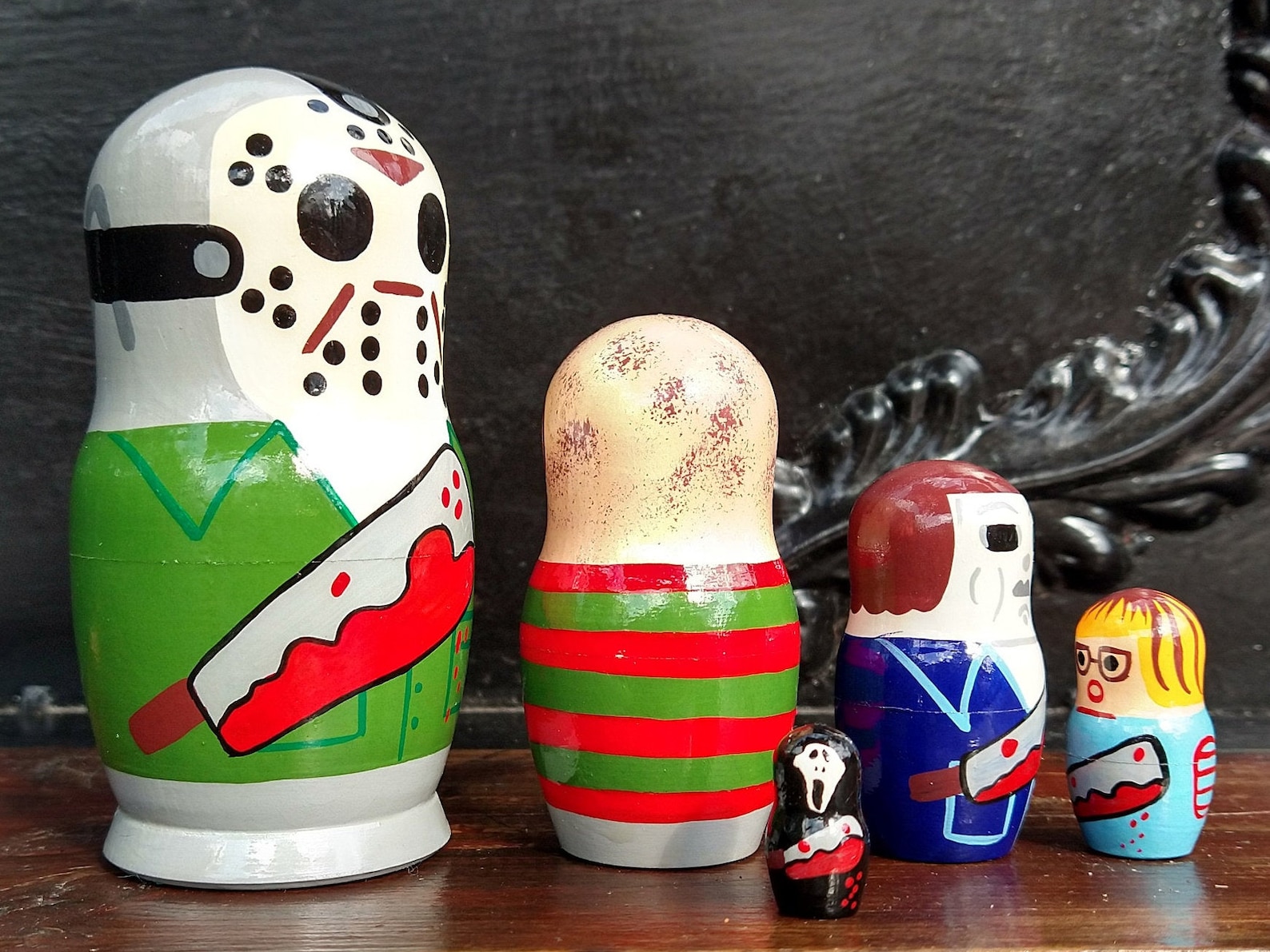 Horror nesting dolls Horror Movie Villains scary matryoshka Etsy