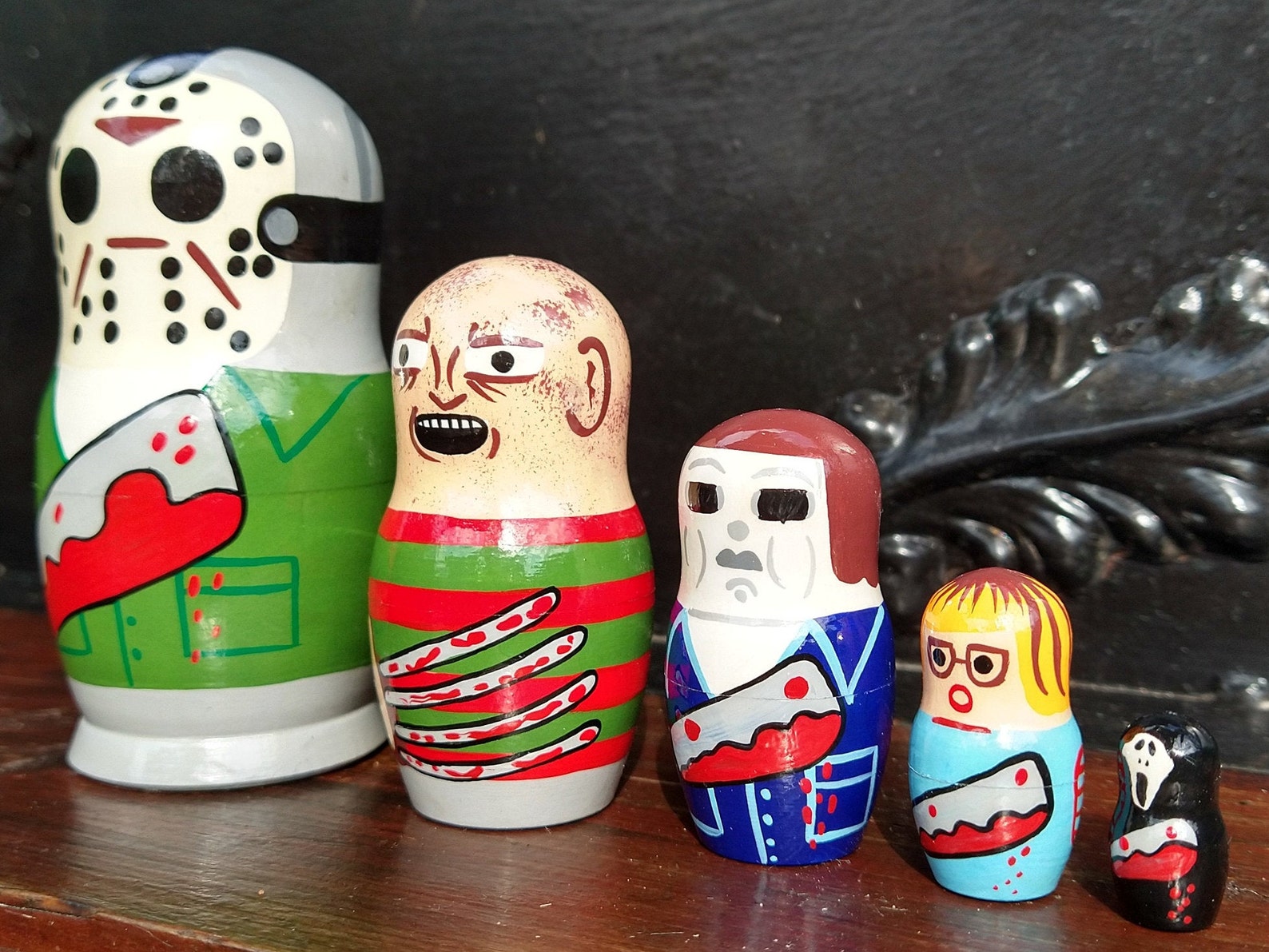 Horror nesting dolls Horror Movie Villains scary matryoshka Etsy