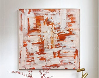 Blush Pink Abstract Art: Textured Palette Knife Painting