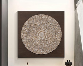 Mosaico 3D di conchiglie d'ostrica da parete: decorazione costiera color marrone cioccolato, regalo per l'inaugurazione della casa, decorazione da parete per il soggiorno, decorazione da parete incorniciata, decorazione murale