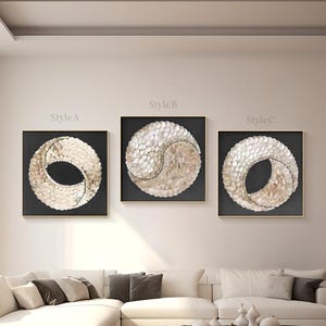 Luxury Capiz Shell Yin-Yang Wall Art, Décor en coquilles dorées fait main, Art mural noir et or en coquilles de capiz,Ymipaint