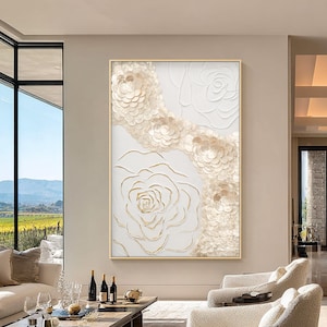 3D Capiz Shell Flower Wall Art: Large Textured  Wall Art,Modern Living Room Wall Art , Luxury Coastal Wall Decor,Housewarming Gifts