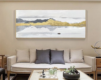 Gold Leaf Mountains paintings on canvas art Abstract painting Original landscape Large Wall pictures dinning room decor cuadros abstractos