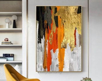Gold art abstract art Acrylic Paintings On Canvas black painting original extra Large wall art wall pictures framed wall art Ymipainting