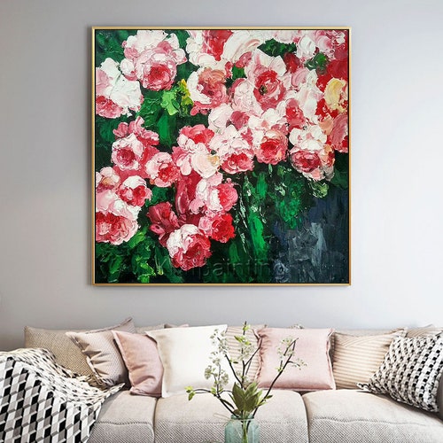 Original Abstract Floral Palette Knife Paintings on Canvas - Etsy
