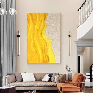Minimalist wall art,yellow wall art,large painting,canvas painting,textured art,fashion art,abstract art canvas,contemporary art,Ymipainting
