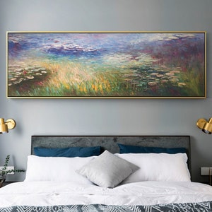 Claude Monet painting Water lilies oil paintings on canvas impression art texture painting Wall pictures long horizontal wall art framed