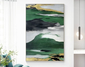 Abstract art,Luxury Abstract painting,hunter green,Emerald painting,Abstract wall art,Modern art,Large wall art,Minimalist decor,Ymipainting