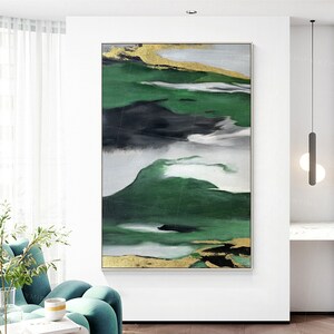 Abstract art,Luxury Abstract painting,hunter green,Emerald painting,Abstract wall art,Modern art,Large wall art,Minimalist decor,Ymipainting