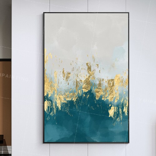 Large Wall Art Teal Home Decor Canvas Art Print Abstract Etsy Canada