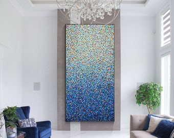 Textured Navy Blue Abstract Painting: 3D Modern Wall Art