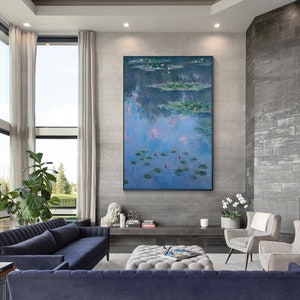 Blue lotus Monet oil painting,Impressionist art,claude monet,monet art,water lily painting,lotus painting,monet art,monet canvas,Ymipaint