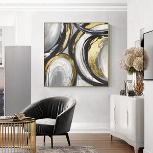 Original painting made of acrylic wall art canvas square painting modern abstract wall art wall art framed gold leaf painting home decor