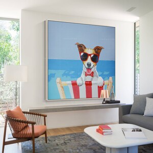 Pintura de perros Sonrisa con gafas Acuarela Pintura Arte mural enmarcado Pinturas sobre lienzo Pintura arcílica Arte mural Dormitorio Arte mural Ymipainting