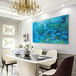 Large monet painting,large framed art,monet water lilies painting,monet canvas,monet oil painting,monet wall art,lotus oil painting,Ymipaint