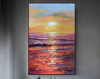 Sea sunset Painting Modern Abstract original oil paintings on canvas art heavy texture extra Large Wall Art wall Pictures cuadros abstractos