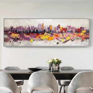 Original New York Skyline oil painting On Canvas modern impasto texture cityscape Large painting wall pictures home decor cuadros abstractos