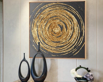 Black and Gold Abstract Painting: Textured  Wall Art,Living Room Decor,Minimalist Wall Art,Housewarming Gifts,Canvas Wall Art,Abstract Art