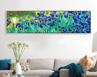Vincent van Gogh Impression art Oil Paintings on canvas Flower blue and green heavy texture Iris Wall Art Home Decor