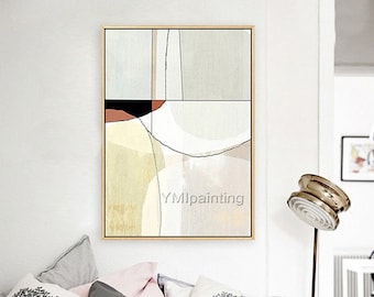 Geometric Abstract Painting: Nordic Modern Acrylic Art on Canvas