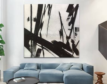 Abstract painting,acrylic painting on canvas,black and white painting,huge size,Wall Art Pictures for living room Home Decor Hand Painted