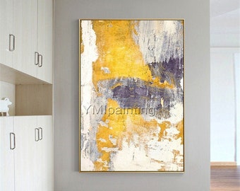 アクリル抽象画 イエローのフレーム付き 額入り抽象画：黄色のアクリル製モダンウォールアート - Etsy 日本