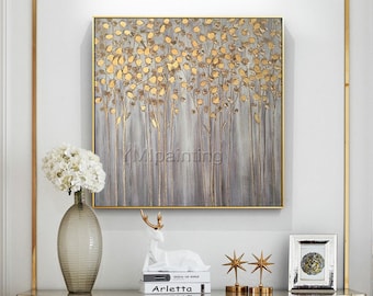 Gold art tree painting abstract flower Modern art painting on canvas original art framed painting Wall Picture home decor cuadros abstractos