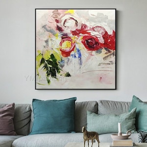 Abstract floral painting Oil Paintings on Canvas Original art extra Large Wall art Rose flower painting palette knife cuadros abstractos