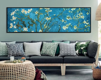 Vincent Van gogh oil painting On Canvas Flower painting Almond Blossom Reproduction blue Large Wall Pictures home Decor cuadros abstractos