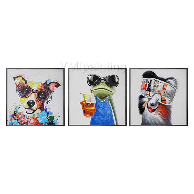 Set of 3 Wall Art Pet Portrait Dog and Frog Art Acrylic Etsy