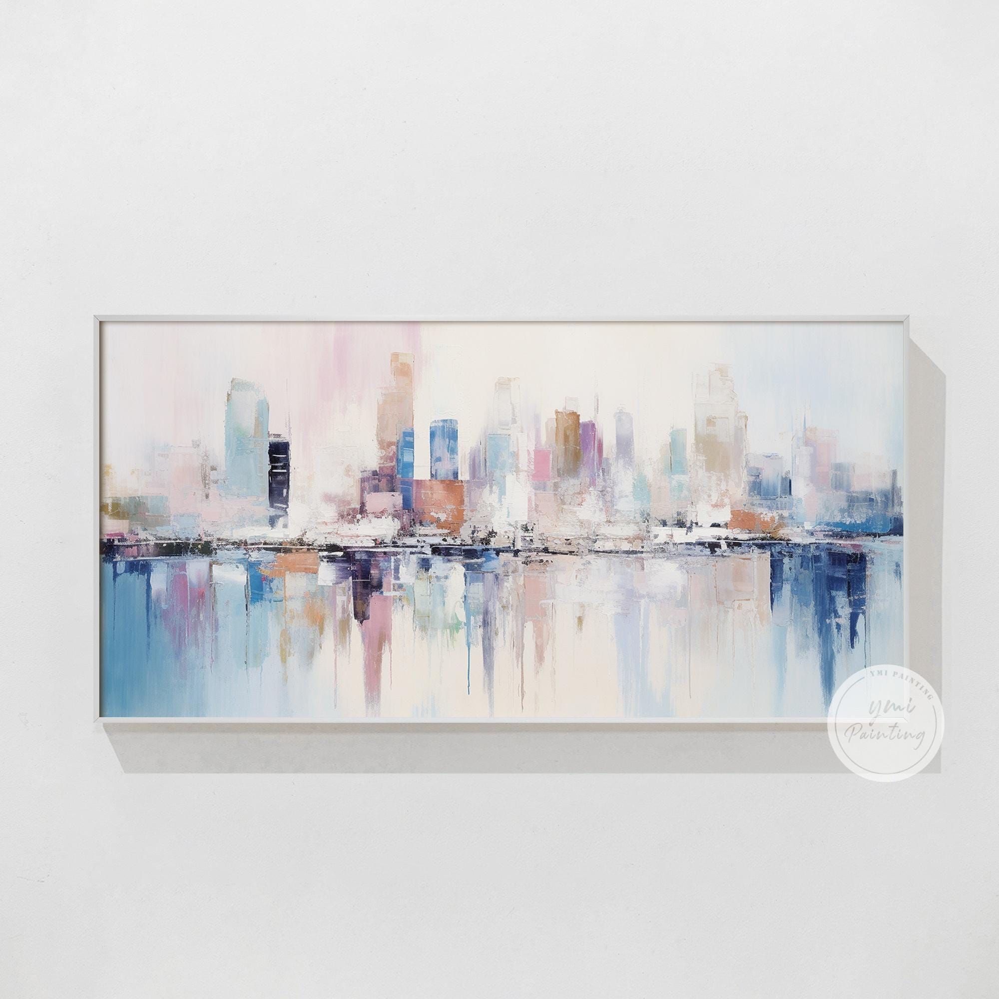 Original Los Angeles Skyline Oil Painting: Abstract Pastel Cityscape - Etsy