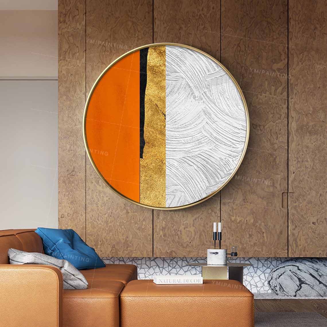 Gold art Circular painting framed wall art paintings on canvas Etsy