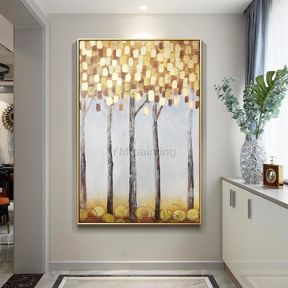 Gold Leaf tree painting Modern abstract acrylic paintings on Etsy