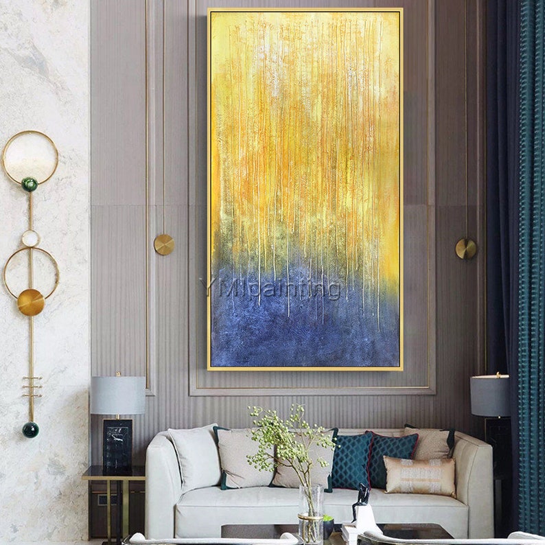 Abstract Acrylic painting yellow painting on canvas extra Etsy