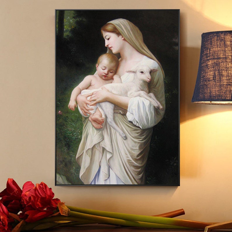 Mama Mary Jesus Christ Painting on Canvas Art Wall Pictures | Etsy
