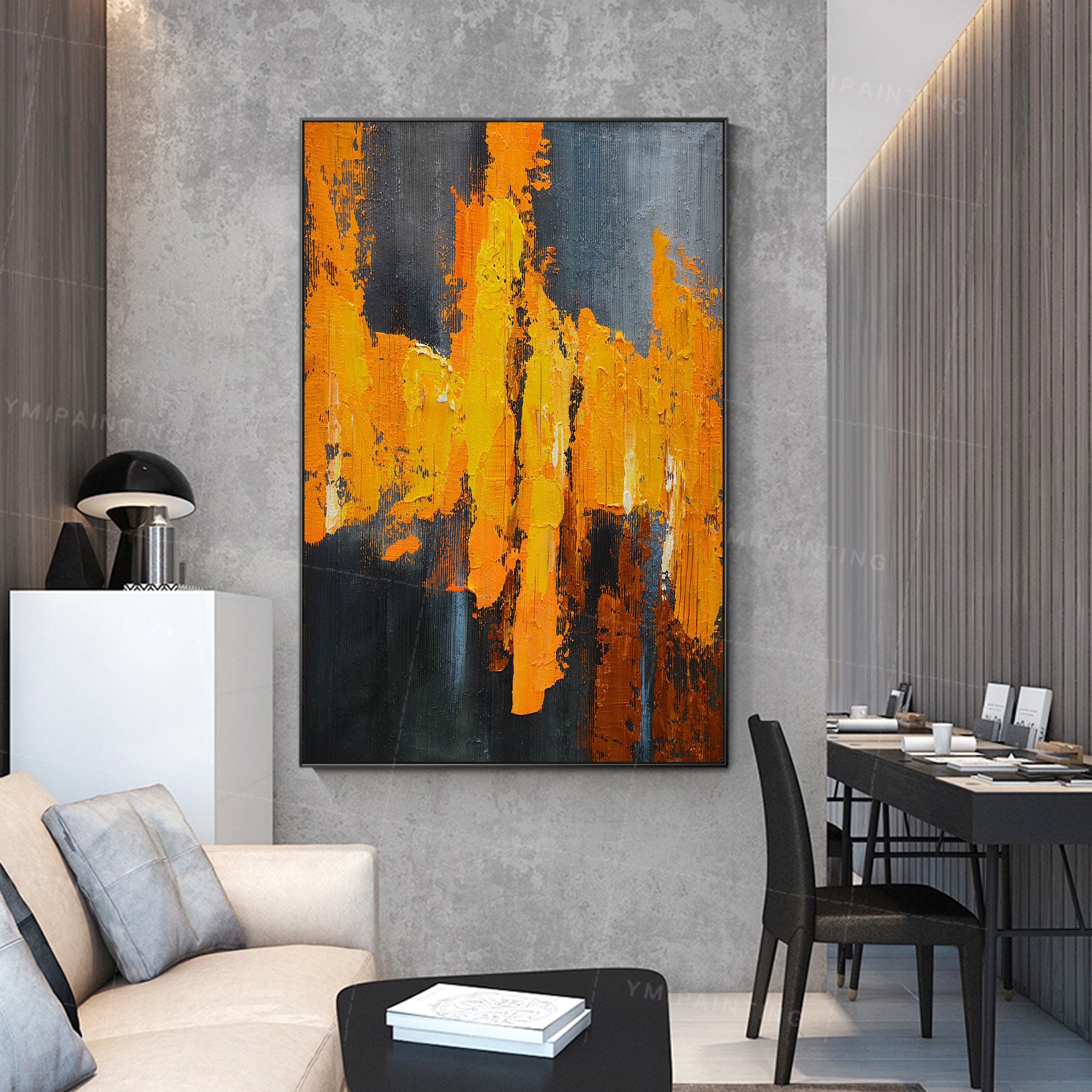 Abstract Painting Orange Yellow Painting Acrylic Paintings on Etsy