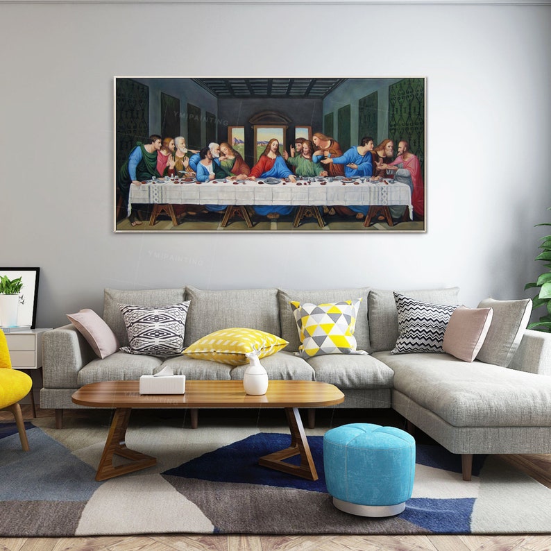 Framed wall art Catholic painting Last Supper Jesus Christ Etsy