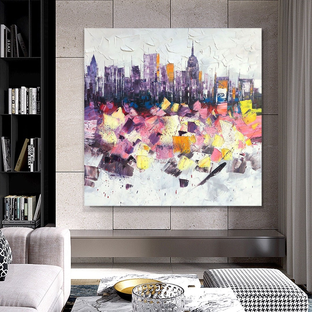 New York Modern Art Abstract Cityscape Acrylic Paintings on - Etsy