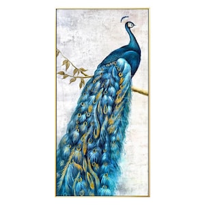 Peacock Decor Oil Painting Gold Animal Paintings on Canvas Original ...